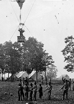 Prof. Thaddeus S. Lowe Observing the Battle From His Balloon Intrepid, Fair Oaks, Virginia, May 31, 1862.