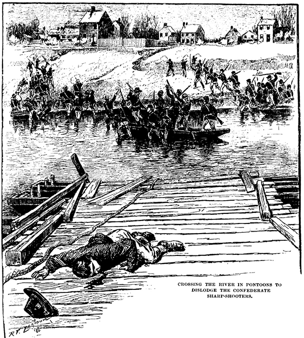 Owen's company was among the first to cross the pontoon bridge under heavy fire